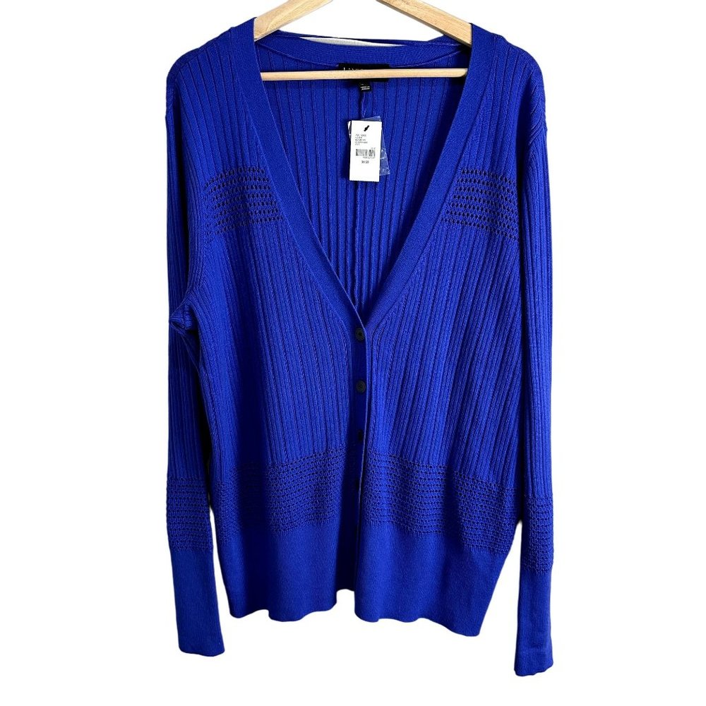 NWT Lane Bryant Cardigan Sweater‎ Size 18/20 Royal Blue Button DownRib Knit